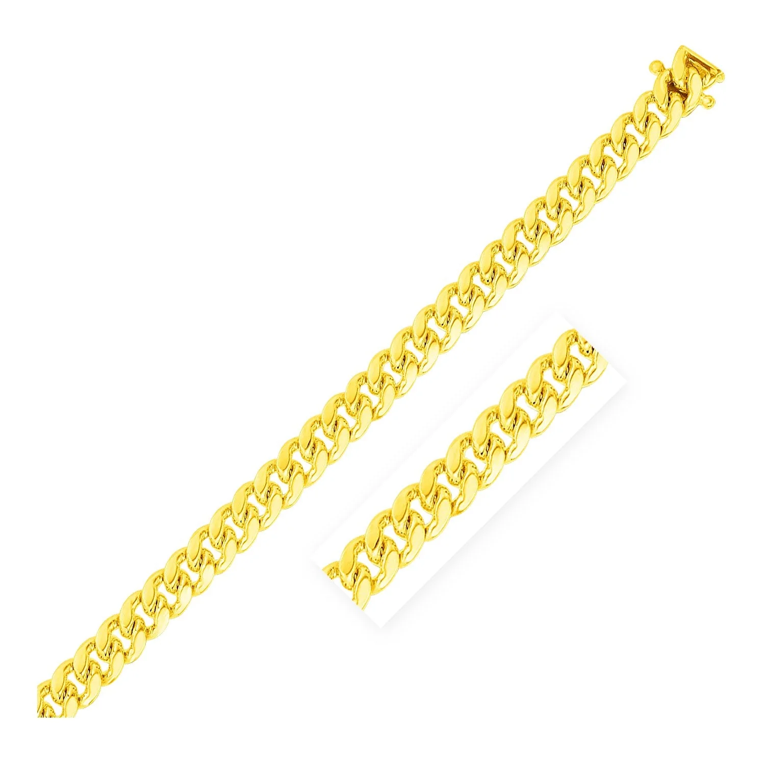 7.0mm 14k Yellow Gold Classic Miami Cuban Solid Chain - Image 4