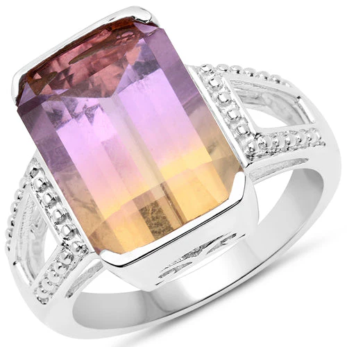 7.15 Carat Genuine Ametrine .925 Sterling Silver Ring - Image 2