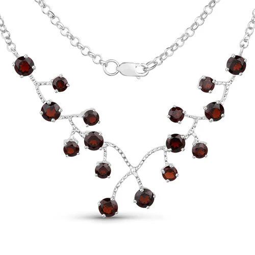 7.20 Carat Genuine Garnet .925 Sterling Silver Necklace - Image 2