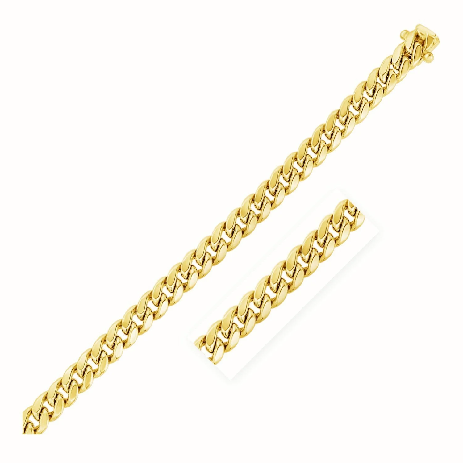 7.25mm 10k Yellow Gold Semi Solid Miami Cuban Chain - Image 5
