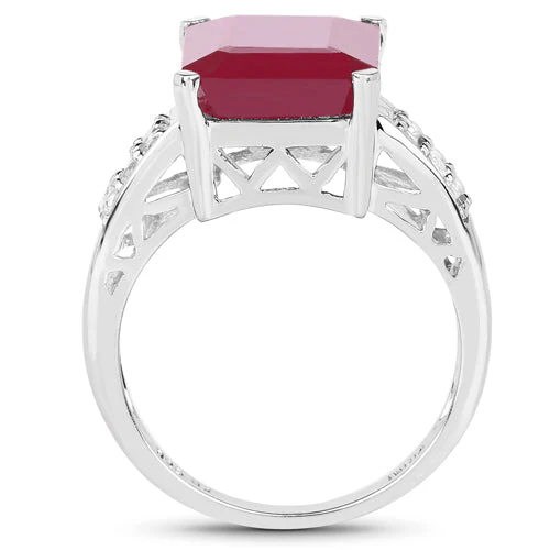 7.26 Carat Glass Filled Ruby and White Topaz .925 Sterling Silver Ring - Image 5