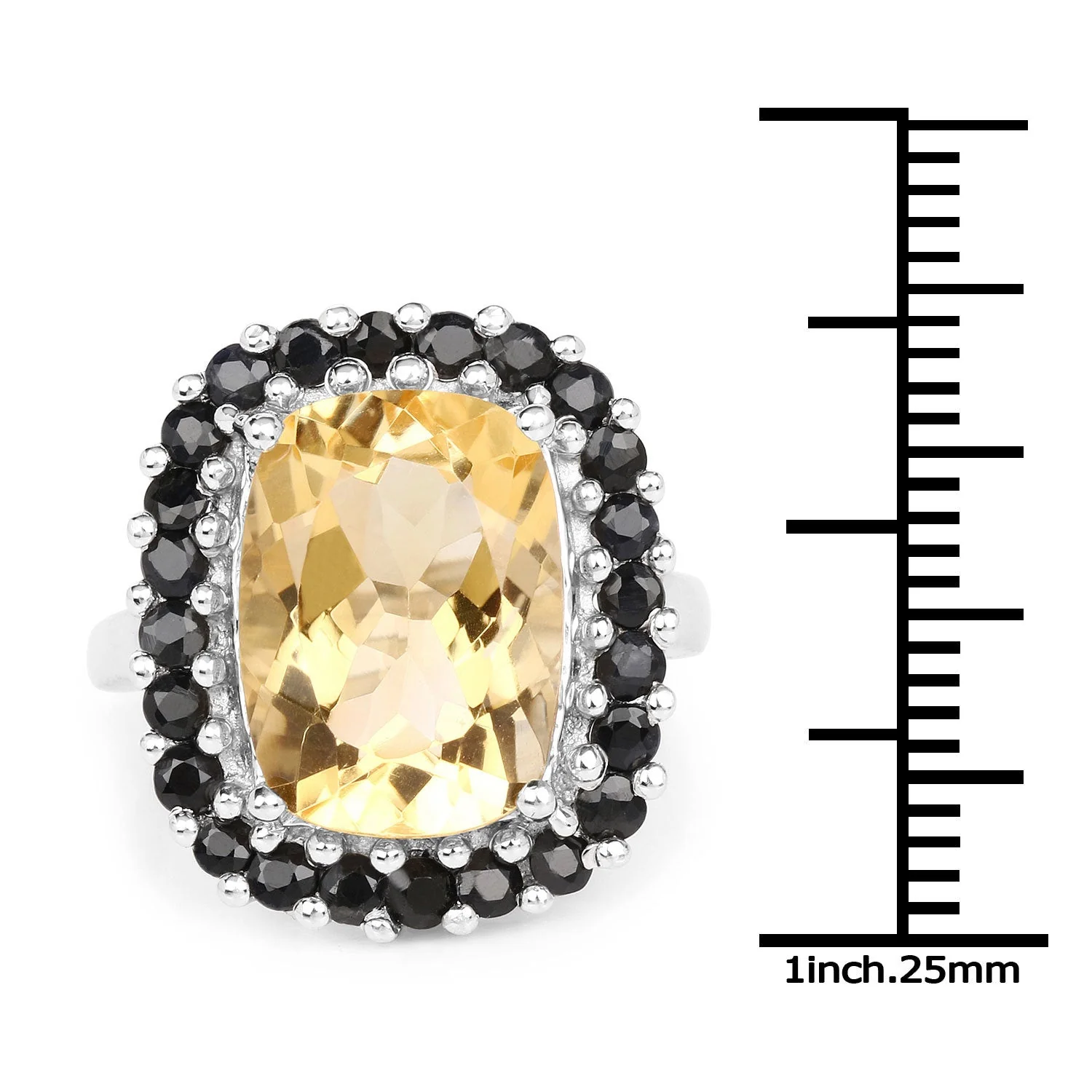 7.46 Carat Genuine Citrine and Black Spinel .925 Sterling Silver Ring - Image 3