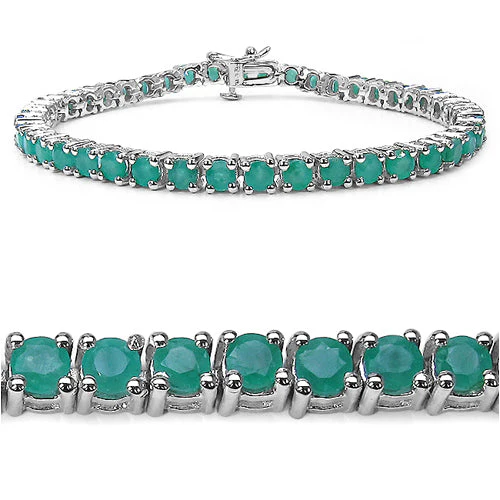 7.48 Carat Genuine Emerald .925 Sterling Silver Bracelet - Image 2