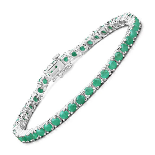 7.48 Carat Genuine Emerald .925 Sterling Silver Bracelet - Image 3