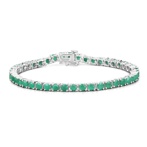 7.48 Carat Genuine Emerald .925 Sterling Silver Bracelet - Image 4