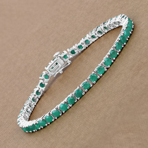 7.48 Carat Genuine Emerald .925 Sterling Silver Bracelet - Image 5