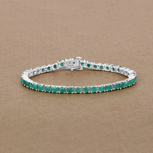 7.48 Carat Genuine Emerald .925 Sterling Silver Bracelet - Image 6