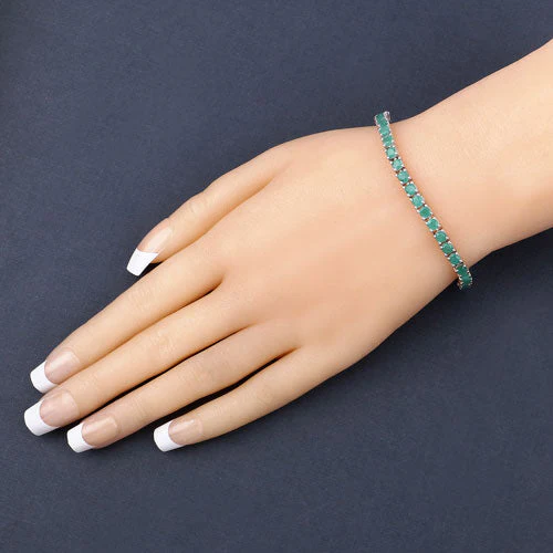 7.48 Carat Genuine Emerald .925 Sterling Silver Bracelet - Image 7