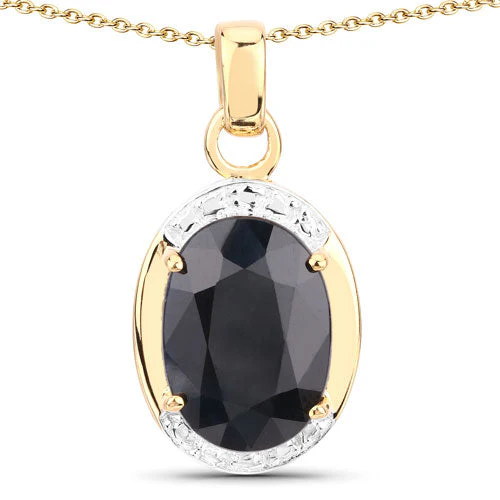 7.50 Carat Genuine Black Sapphire .925 Sterling Silver Pendant - Image 5