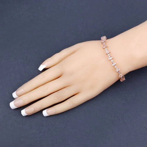 7.56 Carat Genuine Morganite and White Diamond 14K Rose Gold Bracelet - Image 10