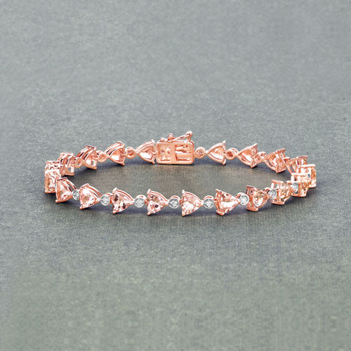 7.56 Carat Genuine Morganite and White Diamond 14K Rose Gold Bracelet - Image 7