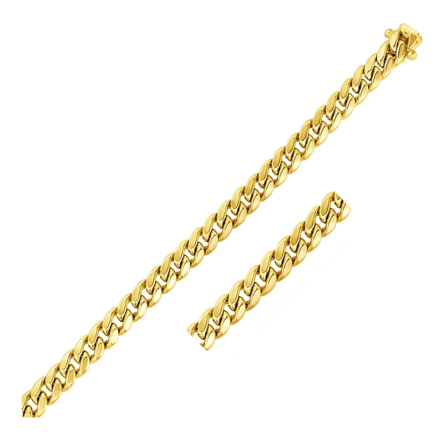 7.5mm 14k Yellow Gold Semi Solid Miami Cuban Bracelet - Image 5