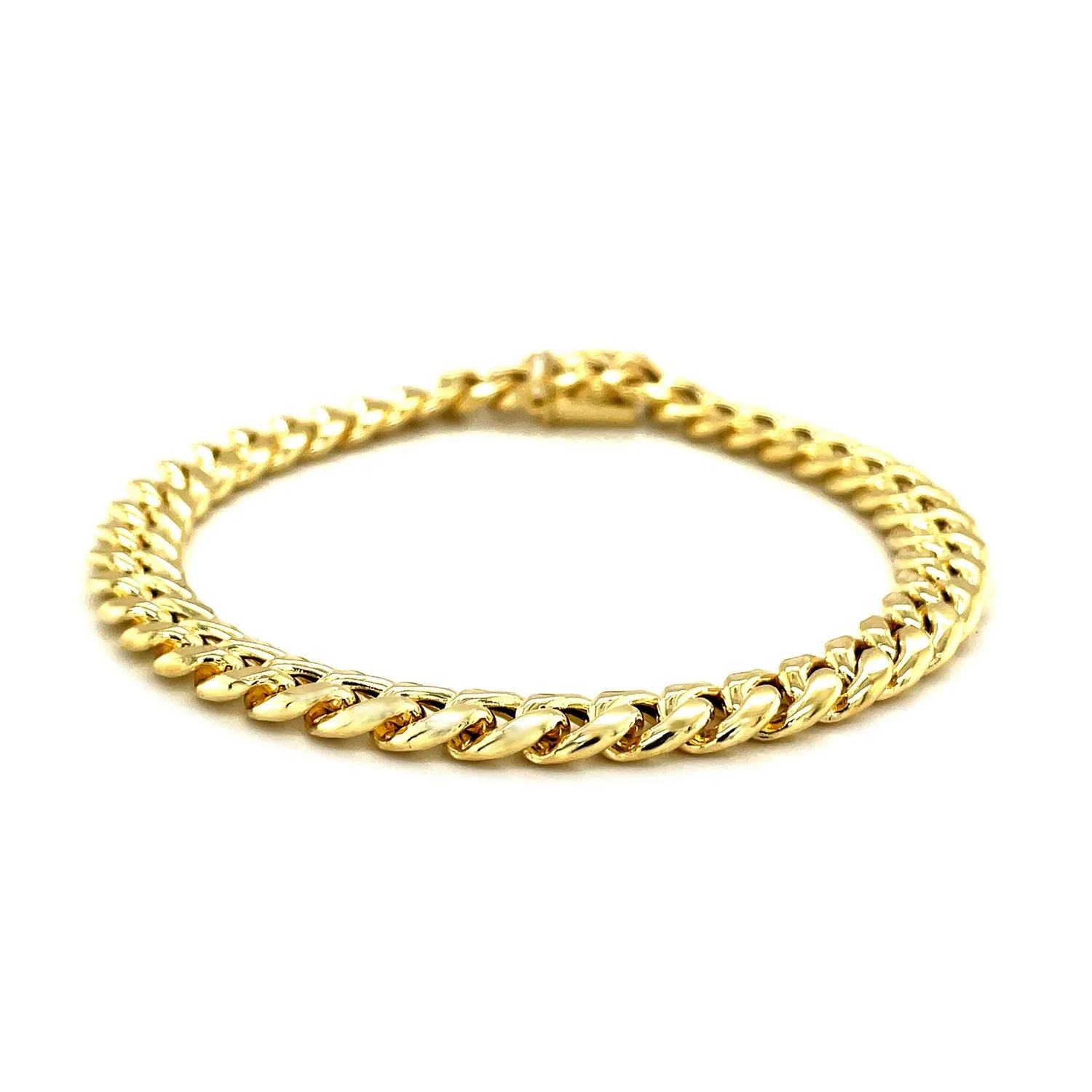 7.5mm 14k Yellow Gold Semi Solid Miami Cuban Bracelet - Image 7
