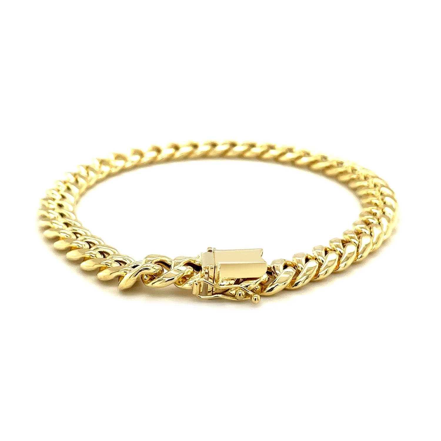 7.5mm 14k Yellow Gold Semi Solid Miami Cuban Bracelet - Image 9