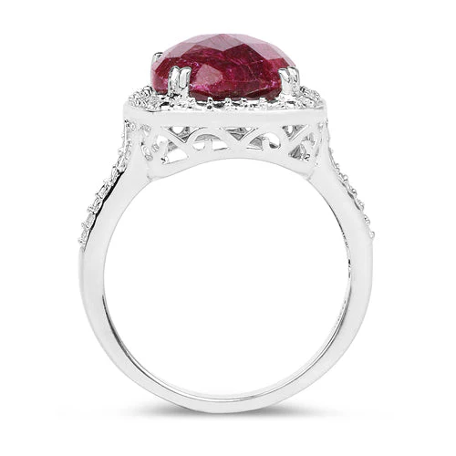 7.60 Carat Dyed Ruby .925 Sterling Silver Ring - Image 5