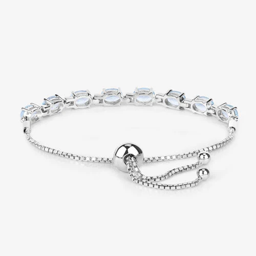 7.60 Carat Genuine Blue Topaz .925 Sterling Silver Bracelet - Image 12