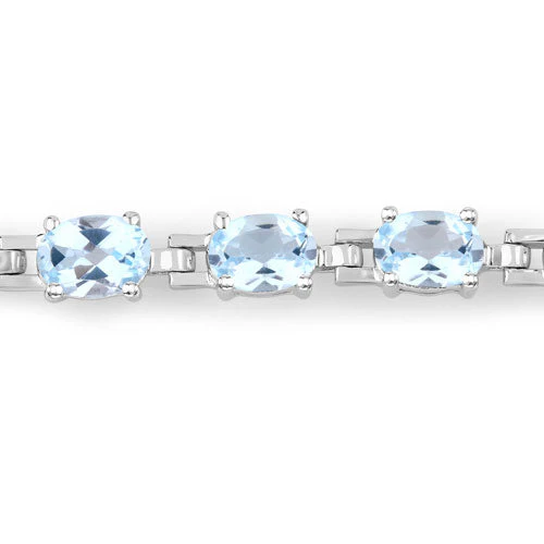 7.60 Carat Genuine Blue Topaz .925 Sterling Silver Bracelet - Image 5