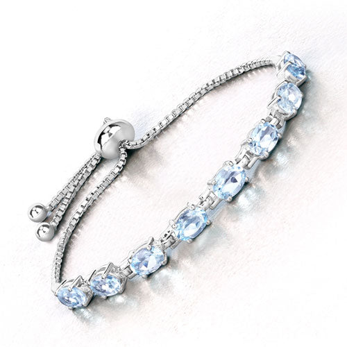 7.60 Carat Genuine Blue Topaz .925 Sterling Silver Bracelet - Image 7