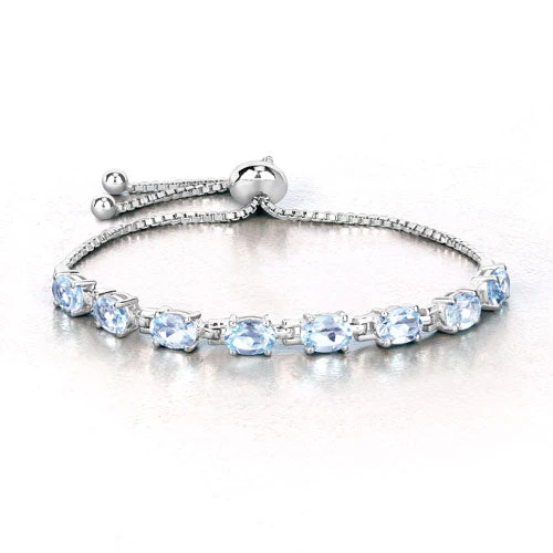 7.60 Carat Genuine Blue Topaz .925 Sterling Silver Bracelet - Image 8