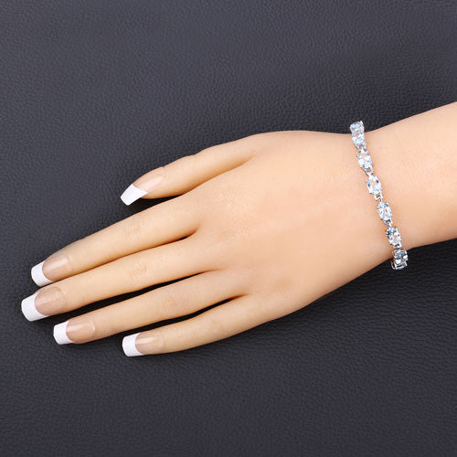 7.60 Carat Genuine Blue Topaz .925 Sterling Silver Bracelet - Image 9