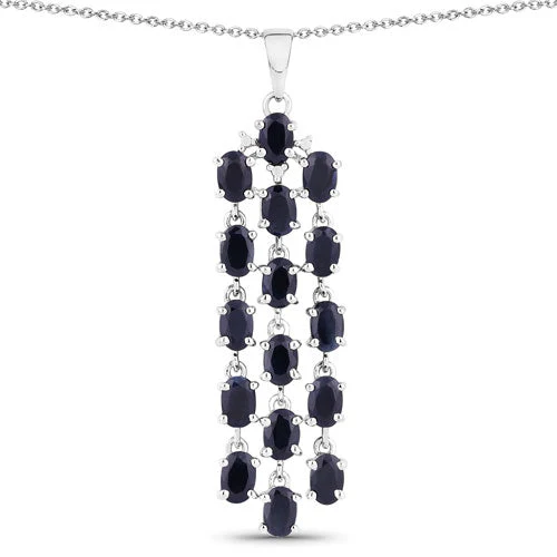 7.68 Carat Genuine Blue Sapphire .925 Sterling Silver Pendant