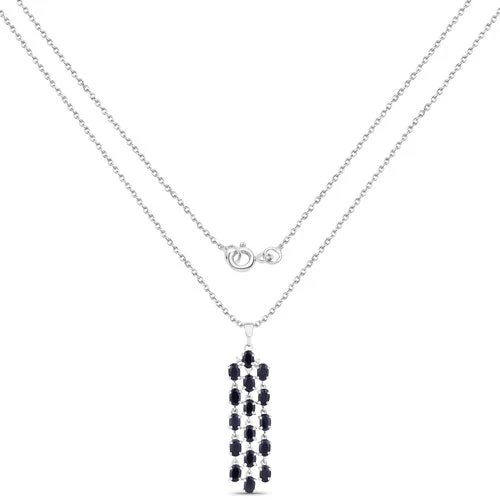 7.68 Carat Genuine Blue Sapphire .925 Sterling Silver Pendant - Image 2