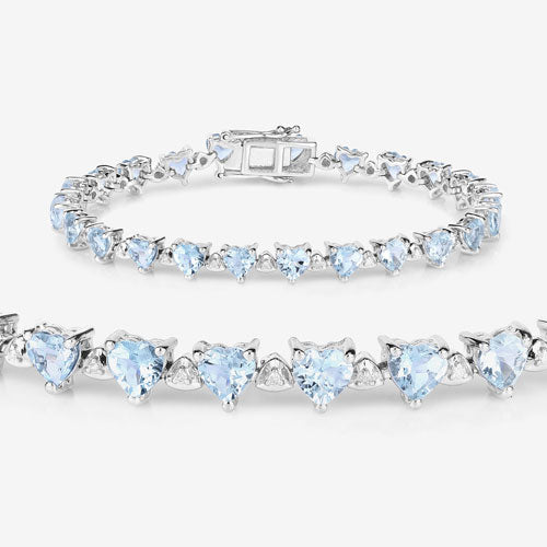 7.71 Carat Genuine Aquamarine and White Diamond .925 Sterling Silver Bracelet - Image 11