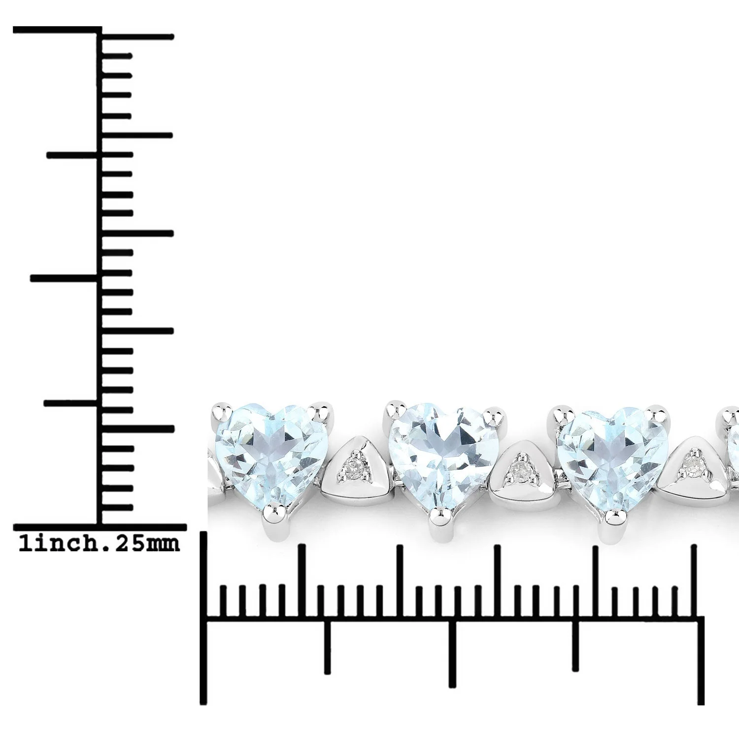 7.71 Carat Genuine Aquamarine and White Diamond .925 Sterling Silver Bracelet - Image 3