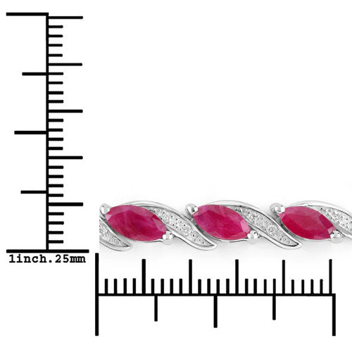 7.78 Carat Genuine Ruby and White Diamond 10K White Gold Bracelet - Image 3