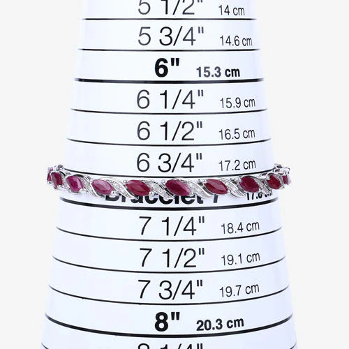 7.78 Carat Genuine Ruby and White Diamond 10K White Gold Bracelet - Image 9