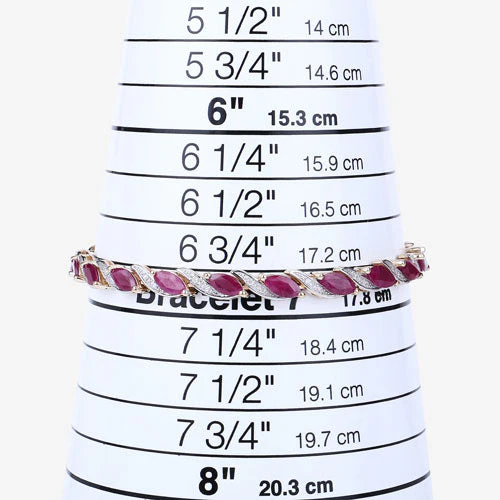 7.78 Carat Genuine Ruby and White Diamond 10K Yellow Gold Bracelet - Image 9