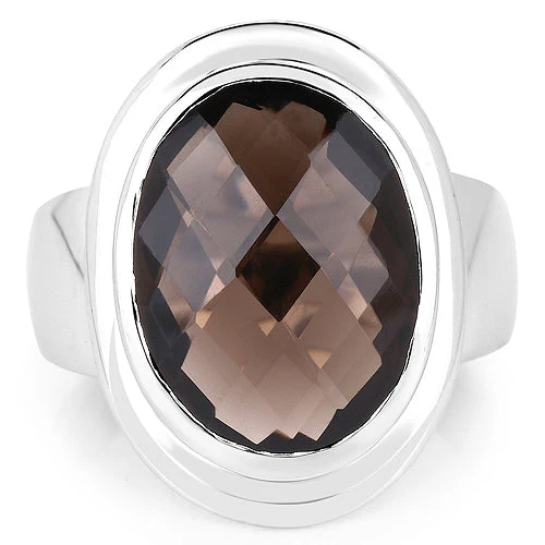 7.90 Carat Genuine Smoky Quartz .925 Sterling Silver Ring - Image 6