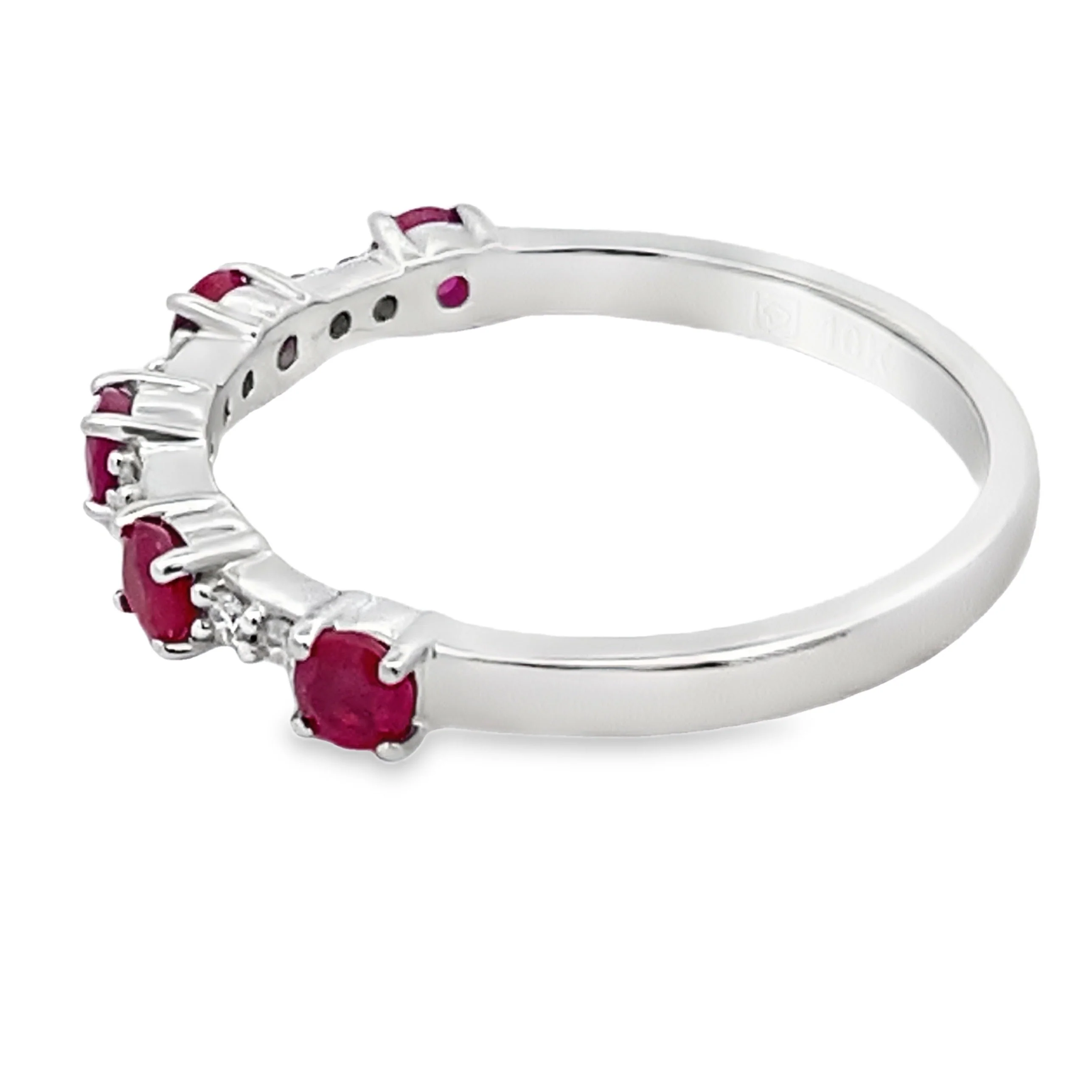 .70ct Ruby Diamond Wedding Band Ring 10KT White Gold - Image 2