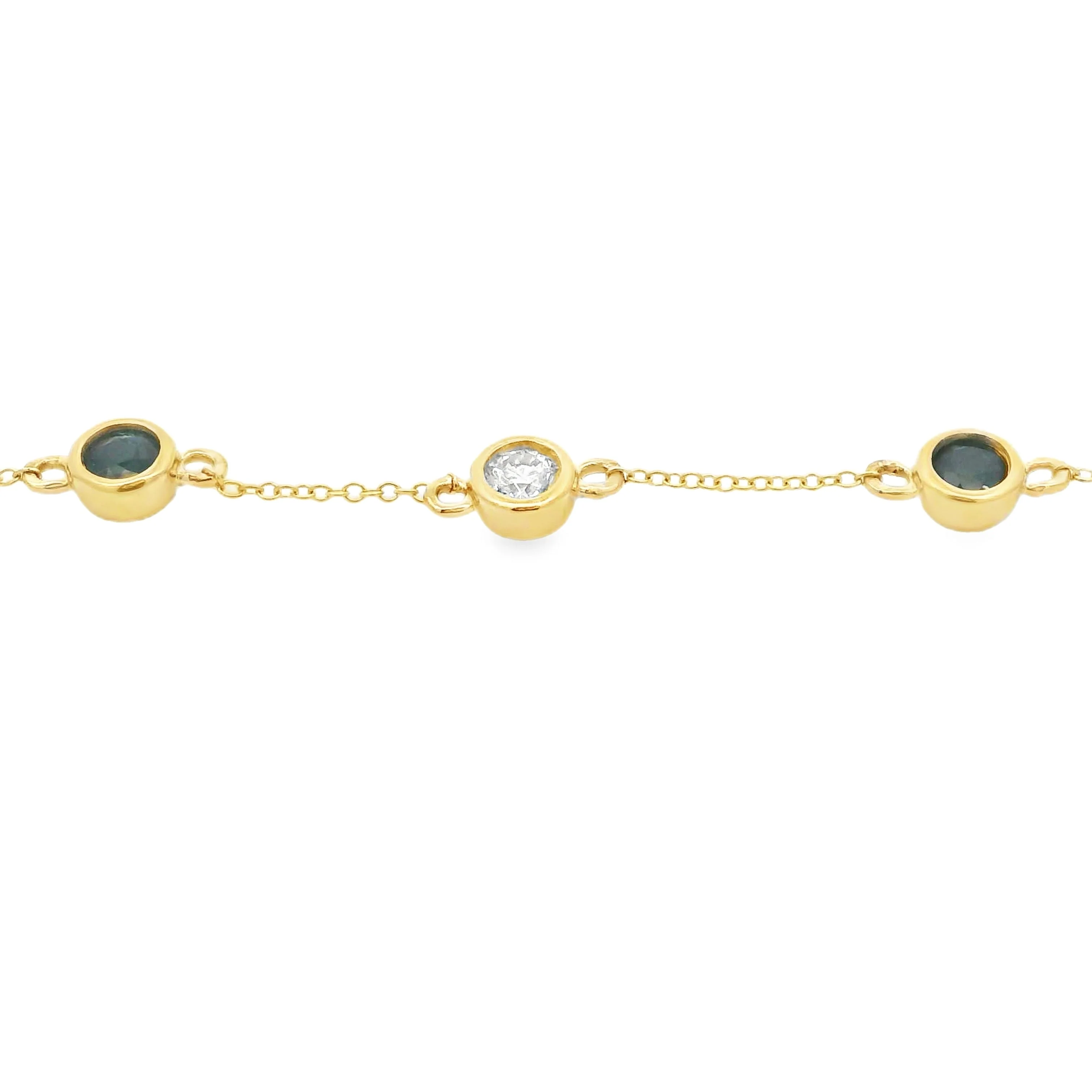 .74ct Sapphire Diamond Bracelet 14KT Yellow Gold - Image 2