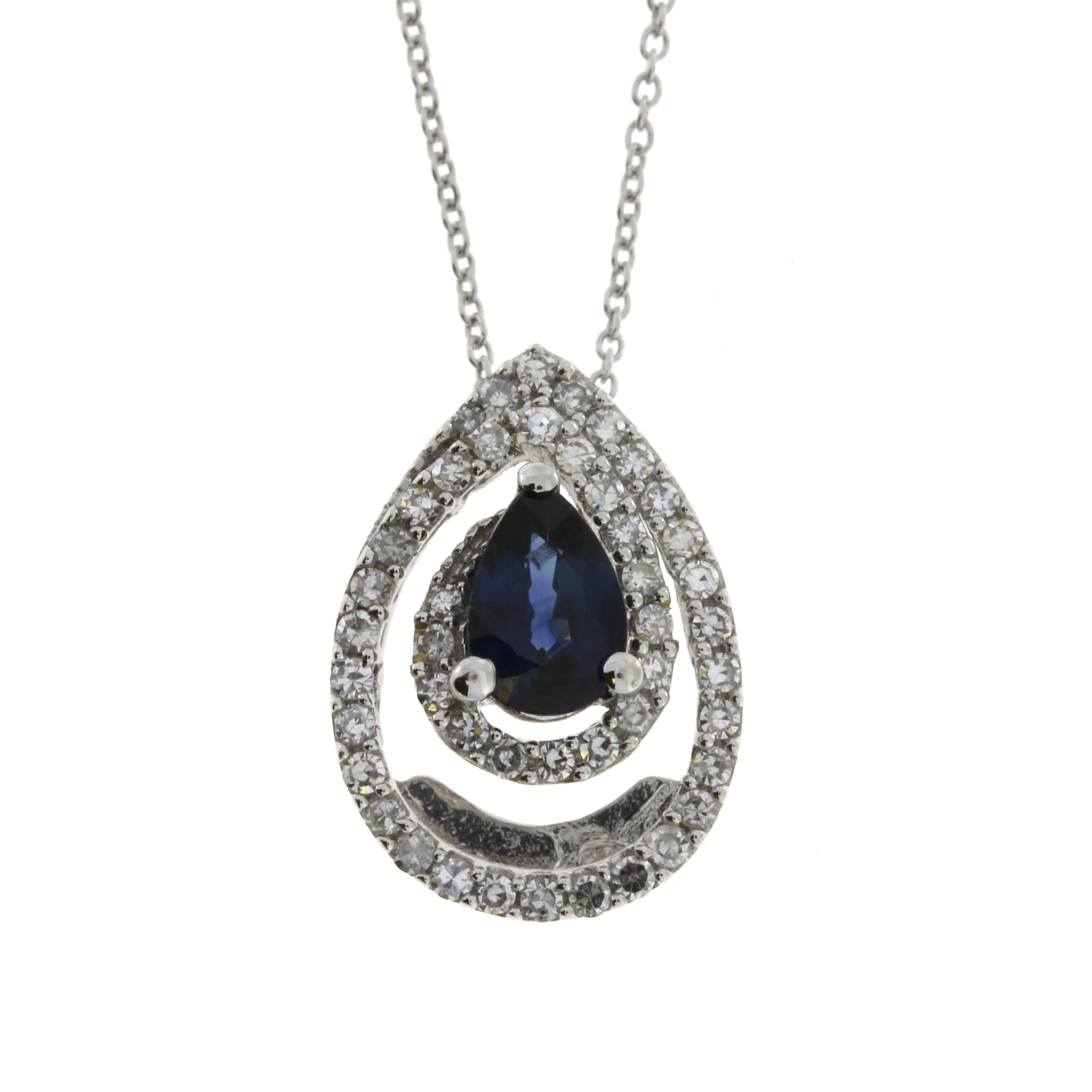 .75ct Sapphire Diamond Fashion Pendants 14KT White Gold - Image 2