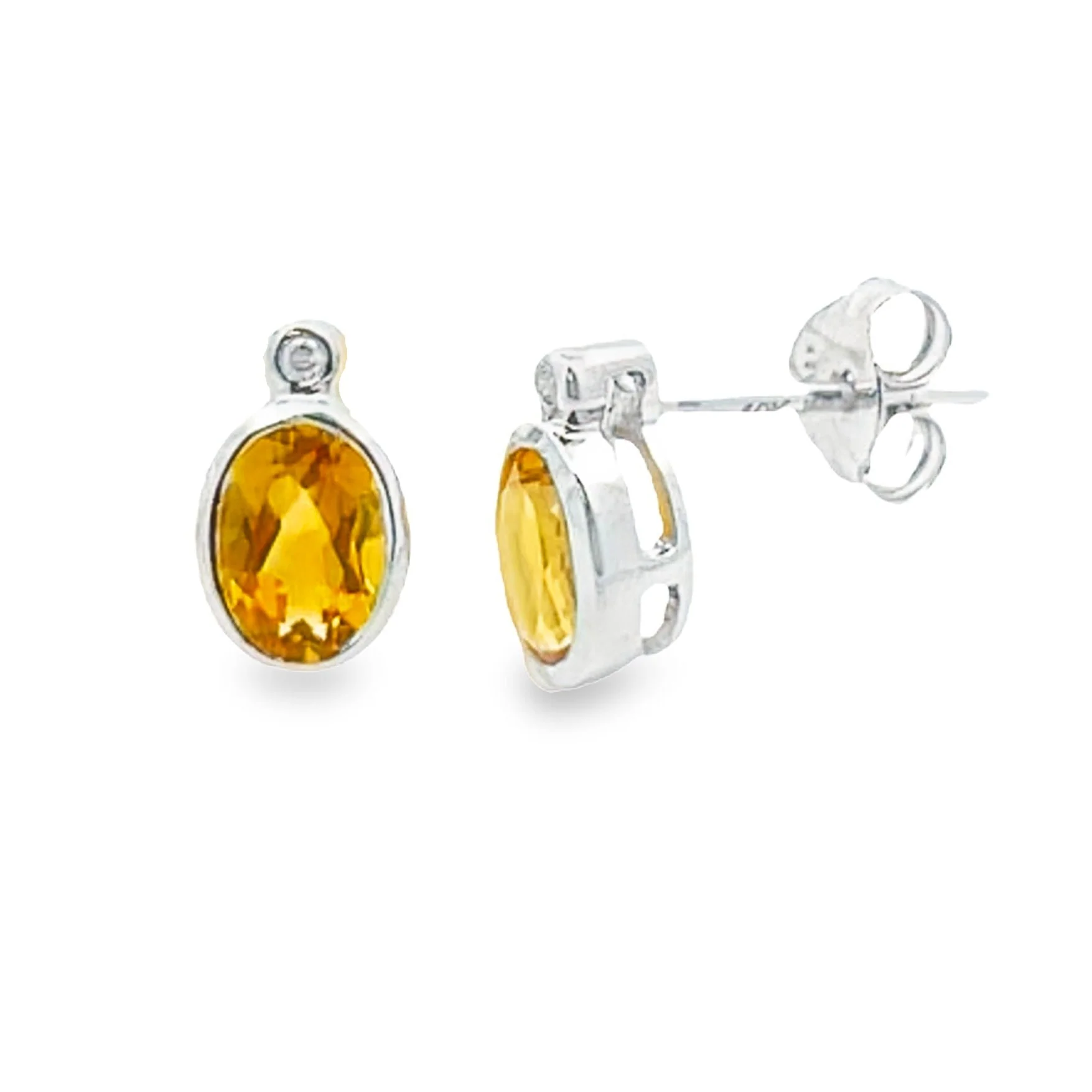 .79ct Citrine Diamond Stud Earrings 10KT White Gold - Image 3
