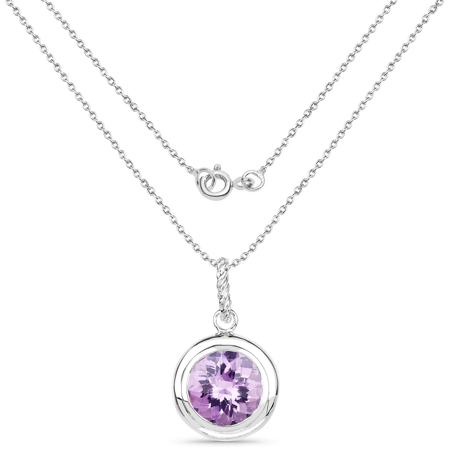 8.00 Carat Genuine Amethyst .925 Sterling Silver Pendant - Image 2