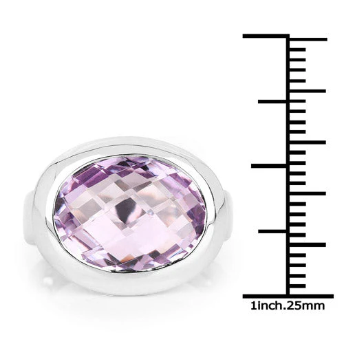 8.00 Carat Genuine Pink Amethyst .925 Sterling Silver Ring - Image 6