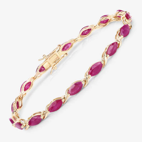 8.00 Carat Genuine Ruby 10K Yellow Gold Bracelet - Image 10