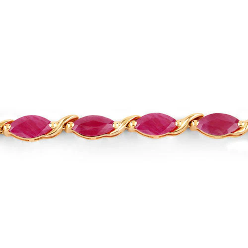 8.00 Carat Genuine Ruby 10K Yellow Gold Bracelet - Image 2