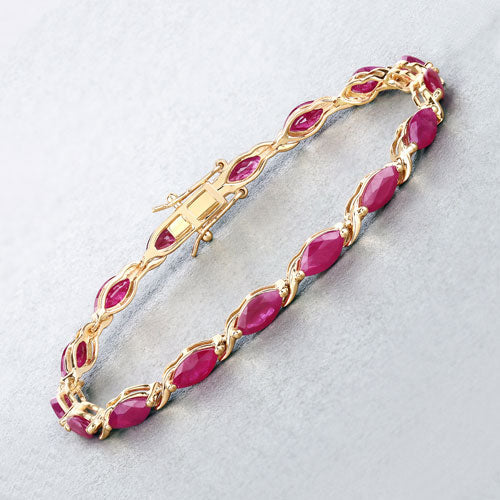 8.00 Carat Genuine Ruby 10K Yellow Gold Bracelet - Image 4