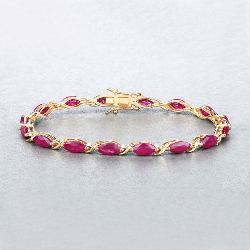 8.00 Carat Genuine Ruby 10K Yellow Gold Bracelet - Image 5