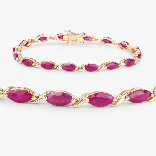 8.00 Carat Genuine Ruby 10K Yellow Gold Bracelet - Image 6