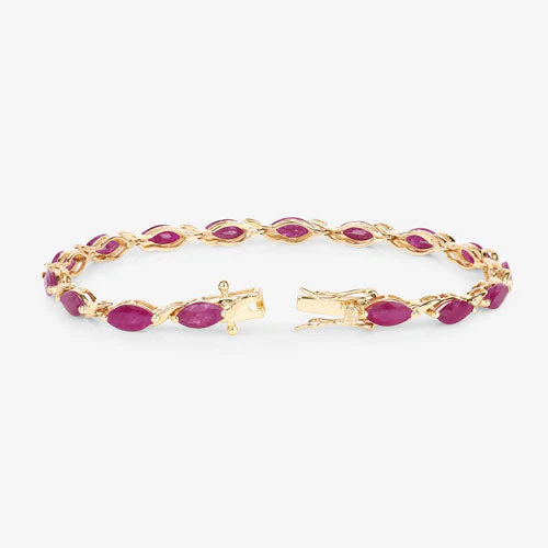 8.00 Carat Genuine Ruby 10K Yellow Gold Bracelet - Image 7