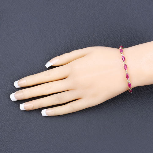 8.00 Carat Genuine Ruby 10K Yellow Gold Bracelet - Image 8