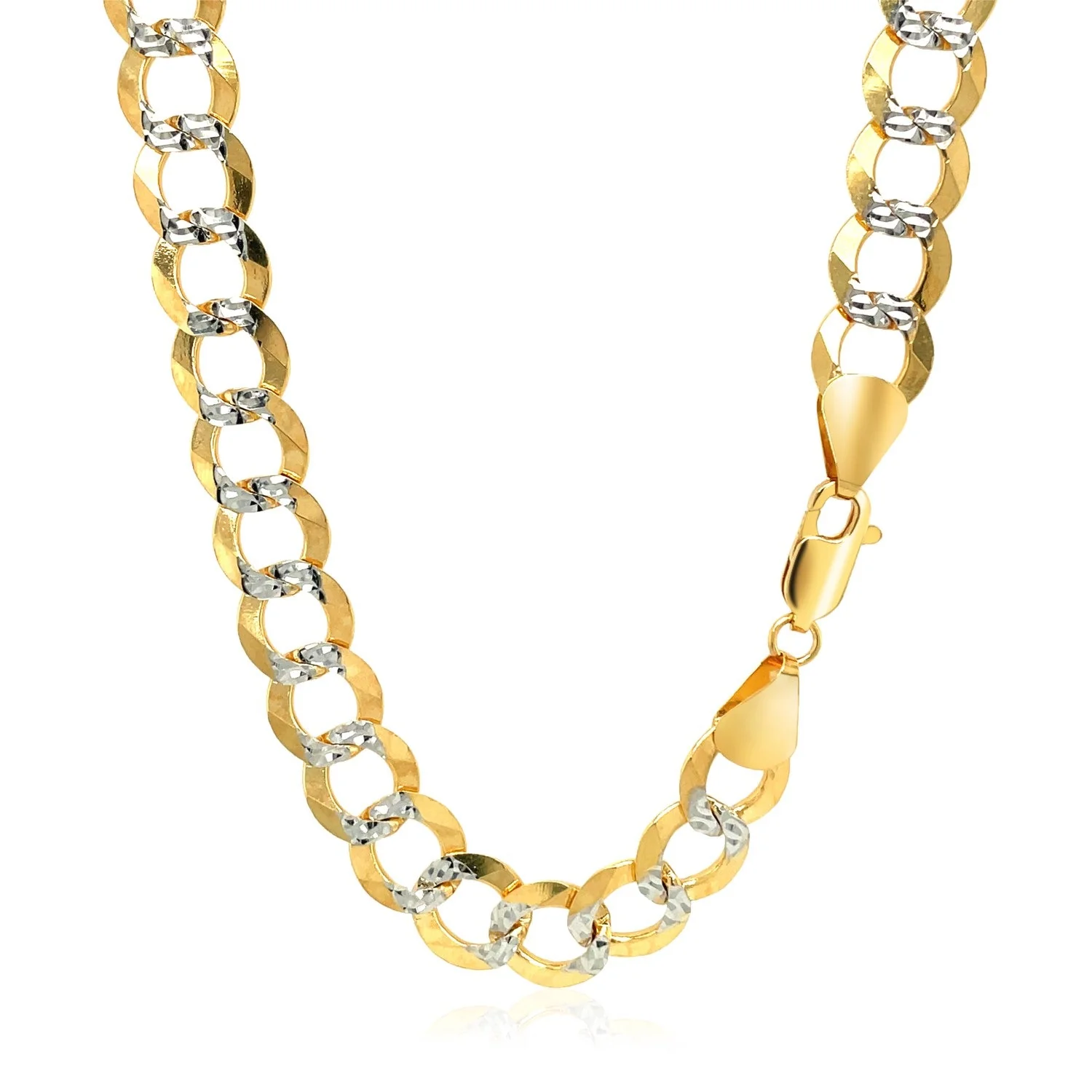 8.2 mm 14k Two Tone Gold Pave Curb Chain - Image 10