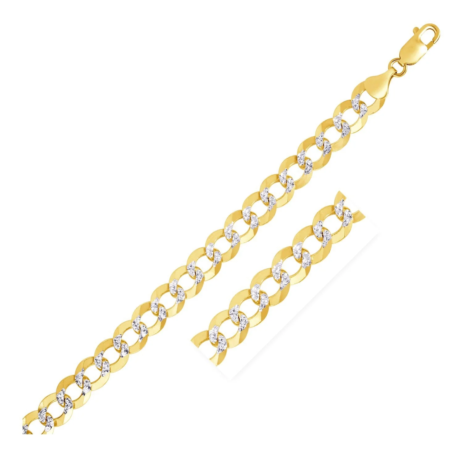 8.2 mm 14k Two Tone Gold Pave Curb Chain - Image 5