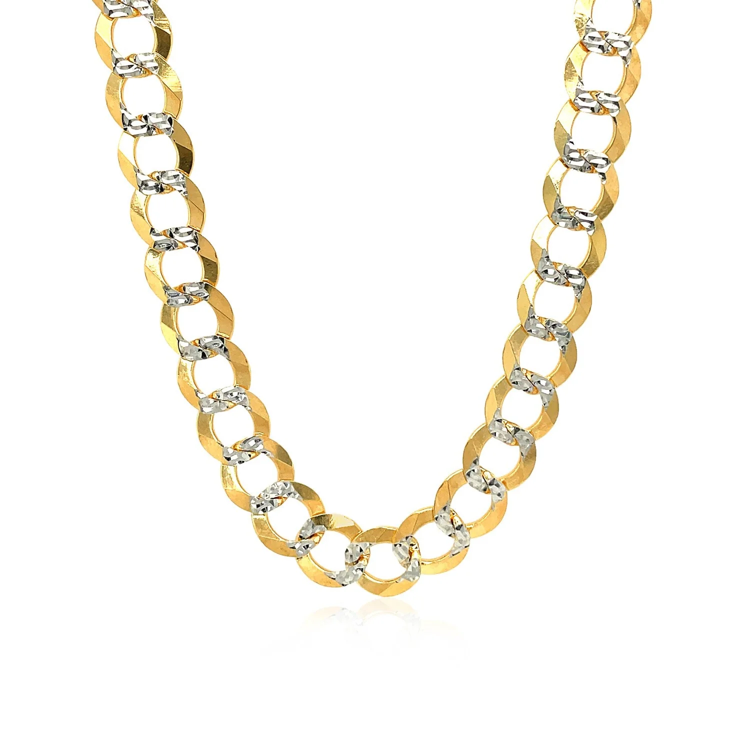 8.2 mm 14k Two Tone Gold Pave Curb Chain - Image 9