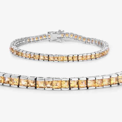 8.25 Carat Genuine Citrine .925 Sterling Silver Bracelet - Image 12
