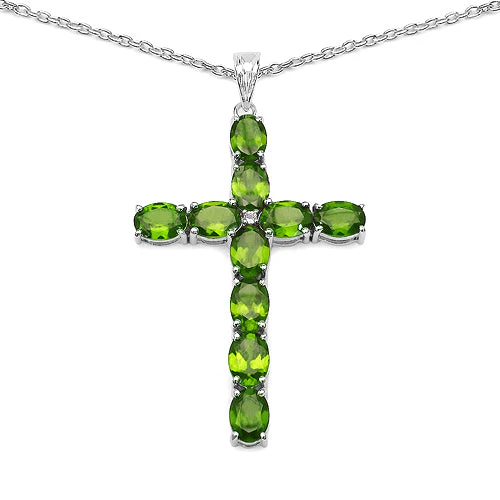 8.32 Carat Genuine Peridot and White Topaz .925 Sterling Silver Pendant - Image 2